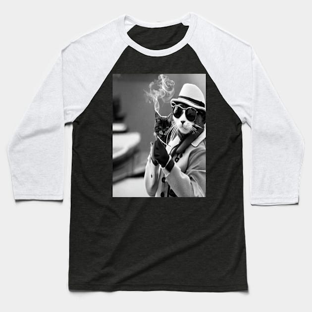 The Gangster Cat Baseball T-Shirt by The GOAT Design